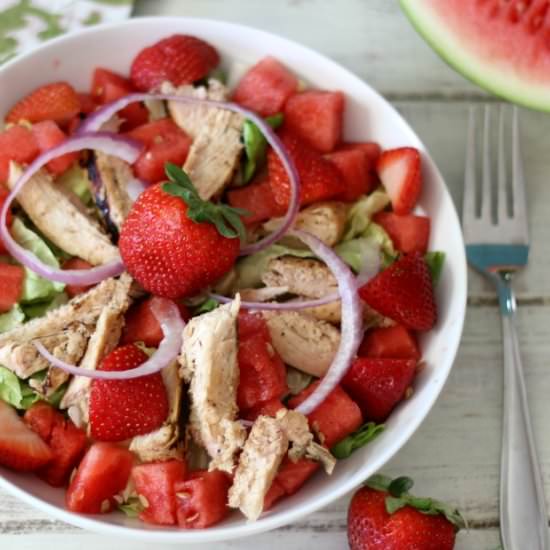 Fresh Watermelon and Chicken Salad
