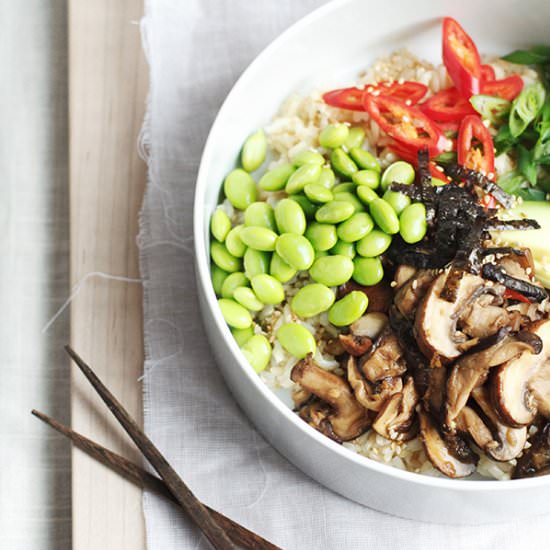 Asian Mushroom Rice Bowl