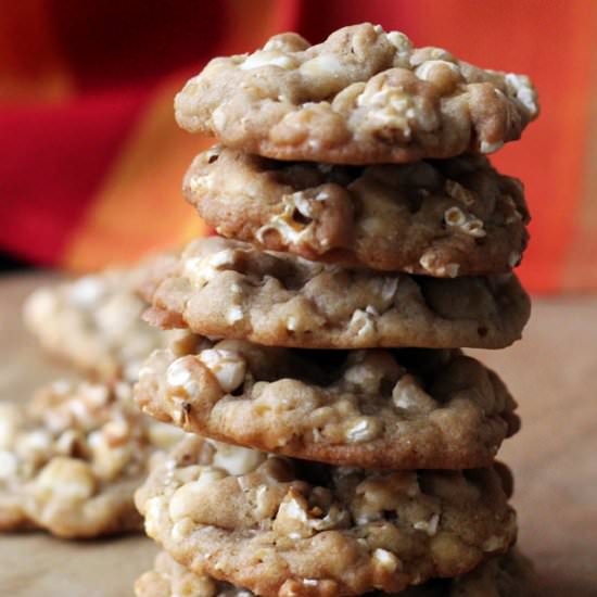 White chocolate popcorn cookies