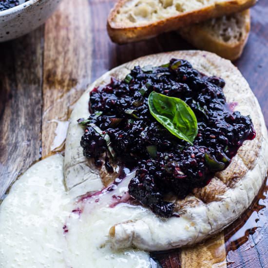 Grilled Brie with Blackberry salsa