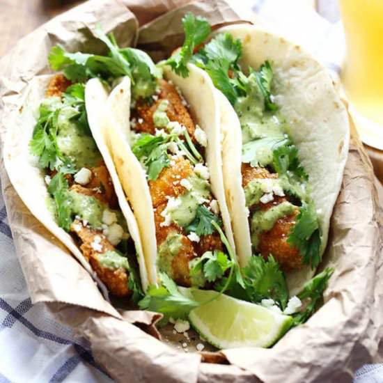 Crispy Fish Tacos with Jalapeño