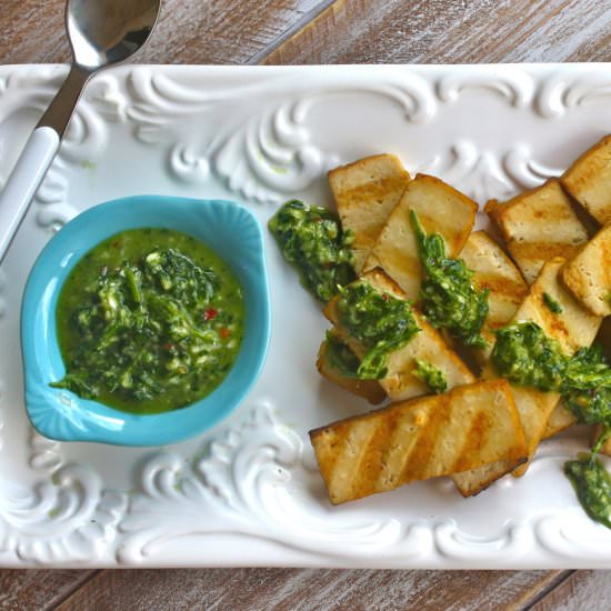 Grilled Tofu with Chimichurri Sauce