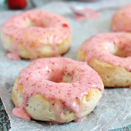 Baked Donuts with Strawberry Glaze