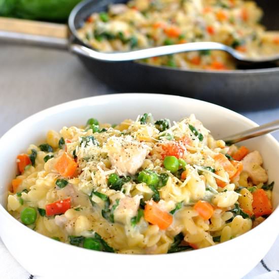 Chicken Vegetable Parmesan Orzo
