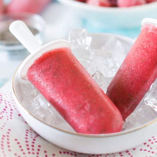Strawberry Chia Seed Popsicles