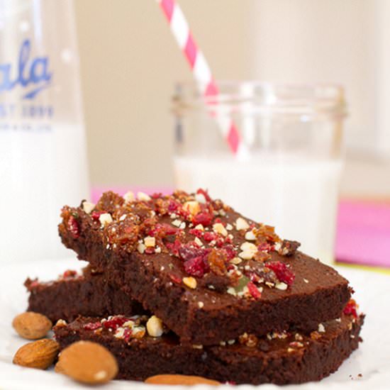 Homemade Almond Milk and Brownies