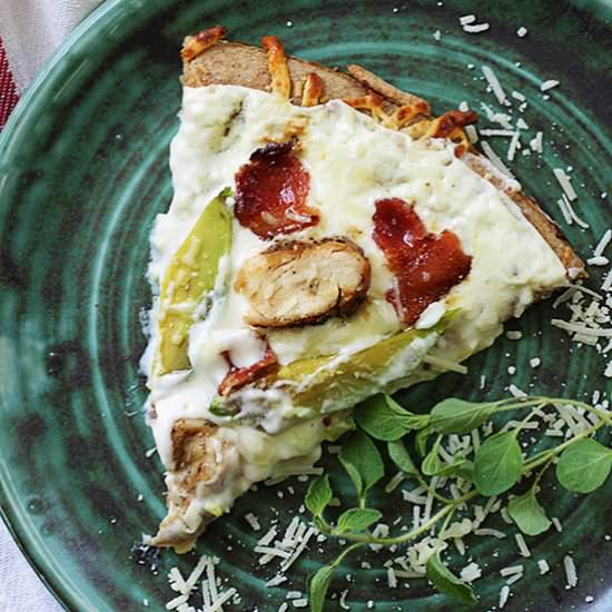 Chicken Alfredo Bacon Avocado Pizza