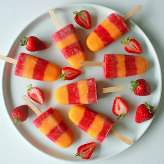 Fresh Mango and Strawberry Popsicles