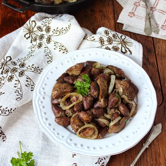 Rustic Chicken Hearts and Livers