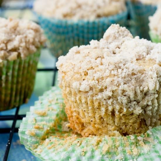 Brown Butter Peach Crumb Muffins