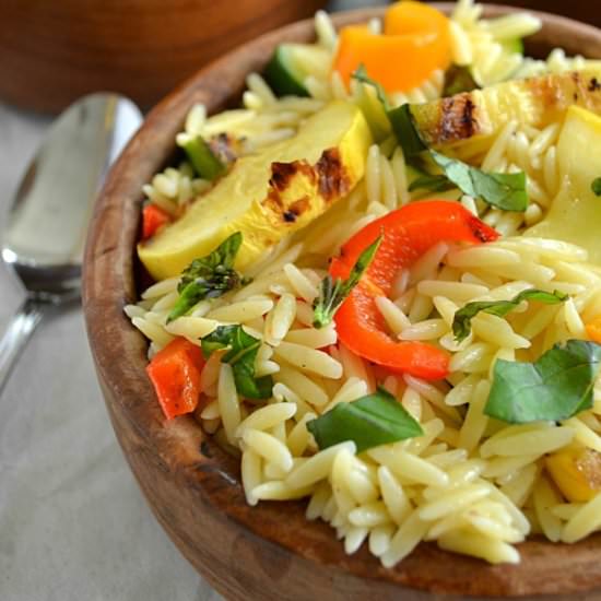 Grilled Veggie Orzo Pasta Salad
