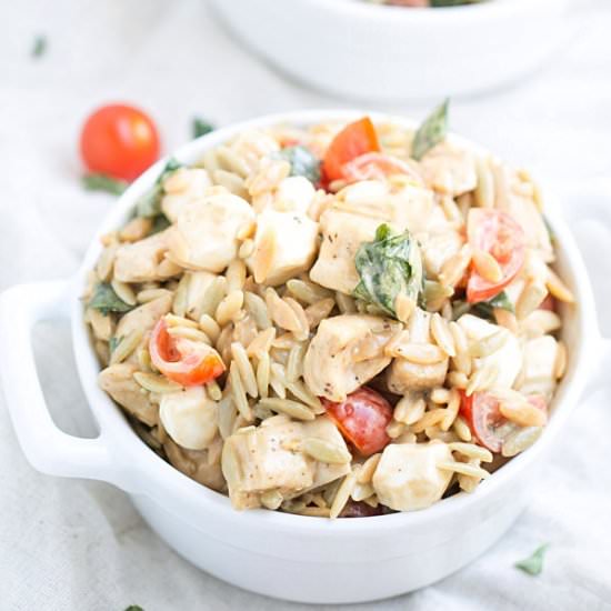 Caprese Chicken Orzo Salad