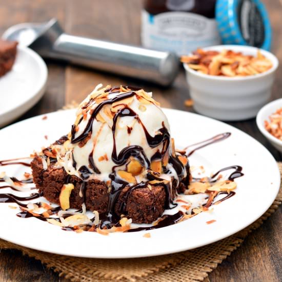 Chocolate CocoNUT Brownie Sundae