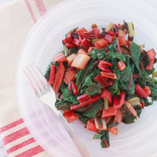 Rainbow Chard with Garlic Scapes