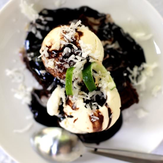 Coconut Lime Brownie Sundae