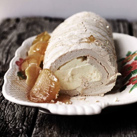 Maple Pavlova Roll with Maple Toffe