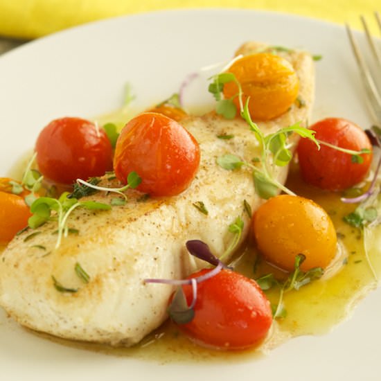 Halibut with Charred Tomatoes