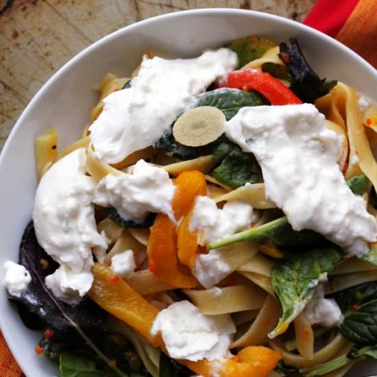 Linguine with burrata