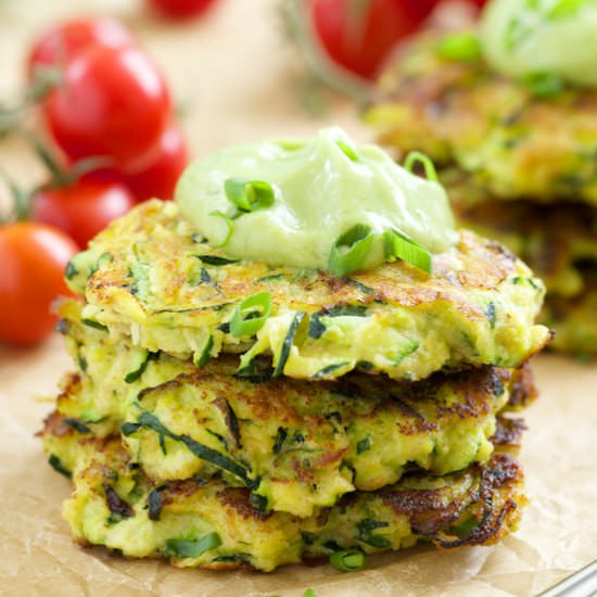 Zucchini Fritters with Avocado