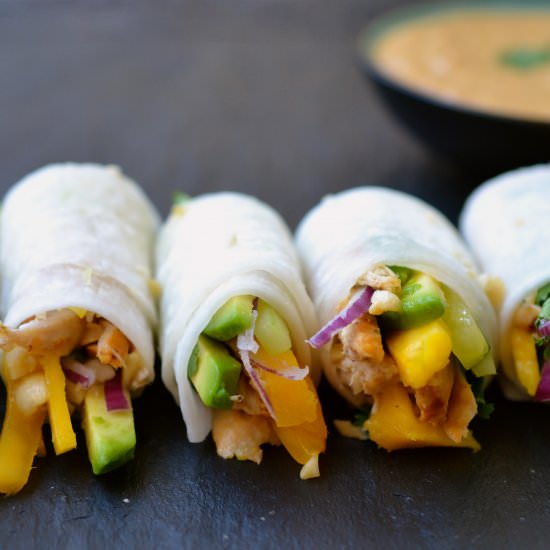 Chicken, Avocado and Mango Rolls