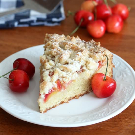 Cherry Marzipan Streusel Cake