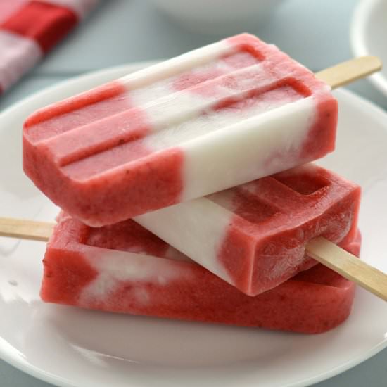 Creamy Strawberry Coconut Popsicles