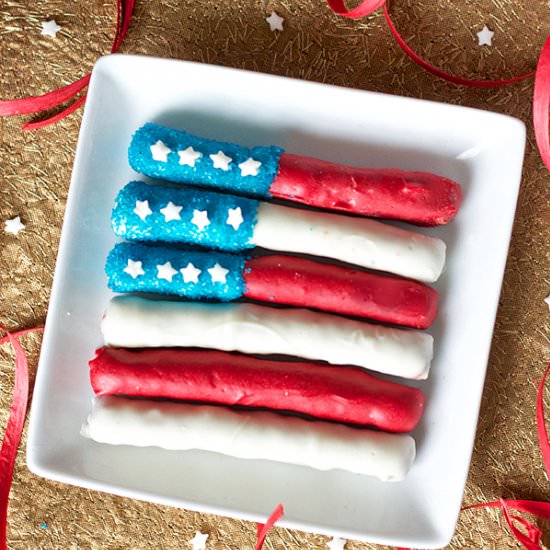 Chocolate Covered Pretzel Flags