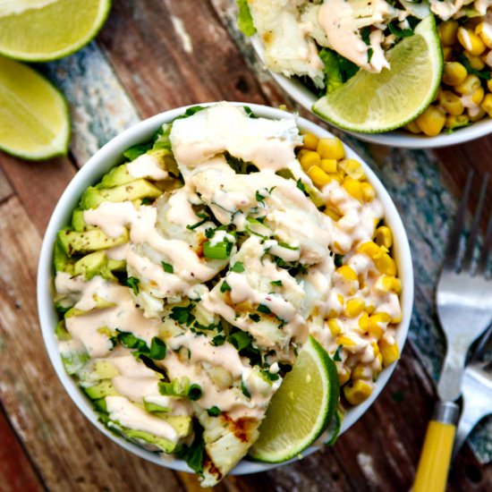 Grilled Fish Taco Salads