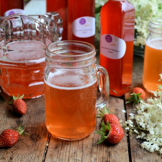 Elderflower and Strawberry Cordial