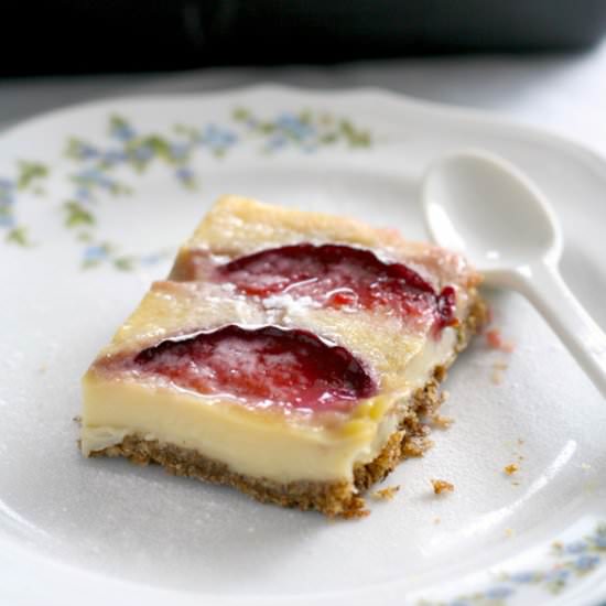 Plum Pie with Custard and Weetabix