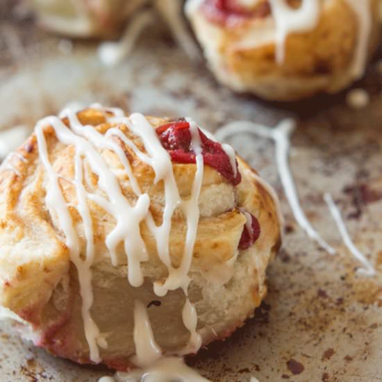 Strawberry Rolls with Sweet Glaze