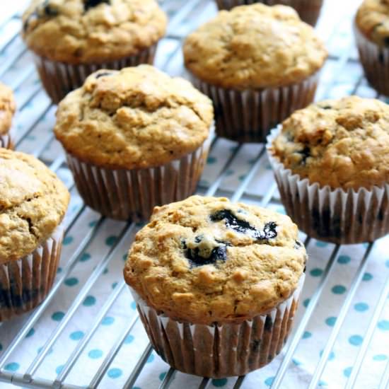 Banana Blueberry Oat Muffins