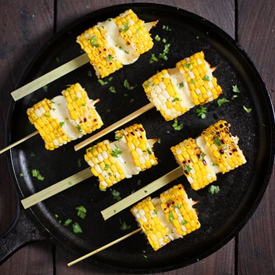 Grilled Corn & Salty Cheese Kebabs