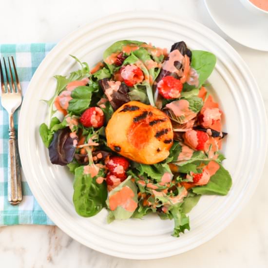 Grilled Peach Salad with Raspberry