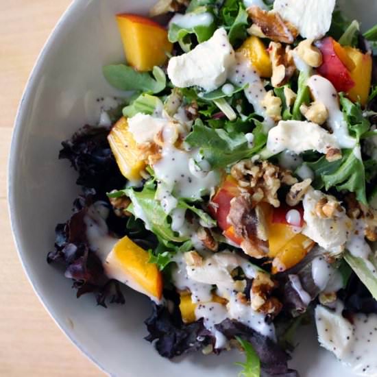 Peach, Goat Cheese, Walnut Salad