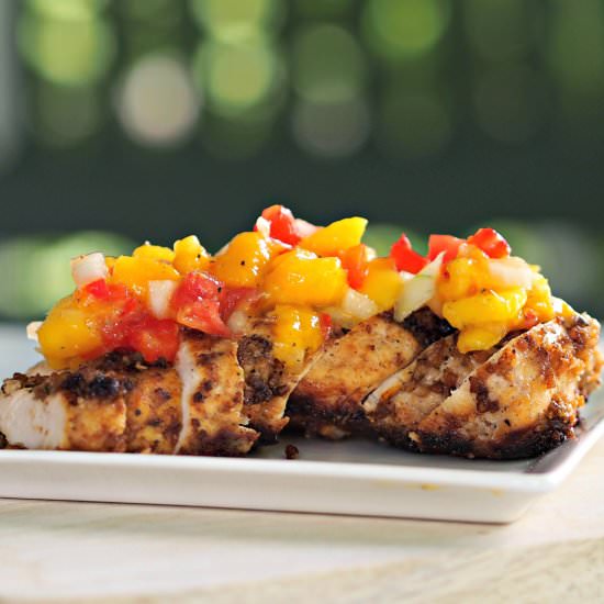 Molasses Dipped Chicken with Mango