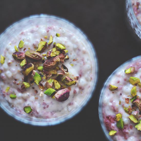 Tapioca Pudding with Raspberries Jam