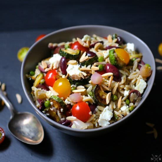 Orzo Salad w/ Zucchini, Olives