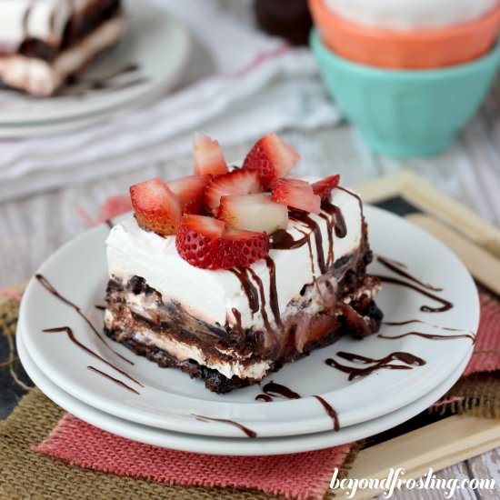Brownie Strawberry Lasagna