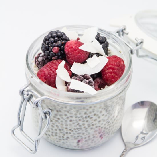 Coconut, Cardamom and Berry Chia Pudding