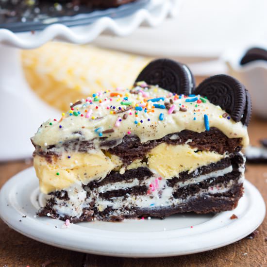 Brownie Oreo Ice Cream Cake