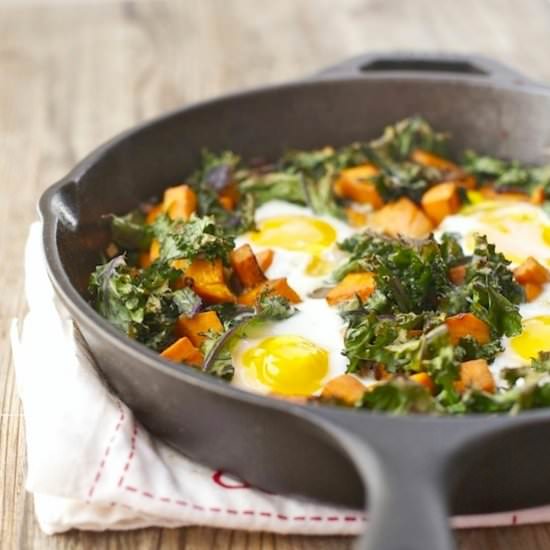 Sweet Potato & Crispy Kale Skillet