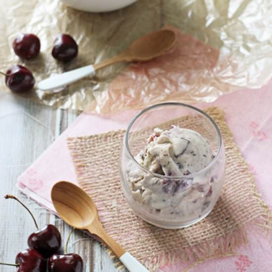 Roasted cherry coconut ice cream