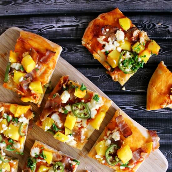 Mango, Bacon & Feta Pizza