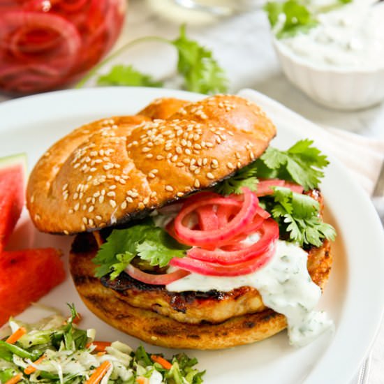Grilled Honey Sriracha Chicken Burger