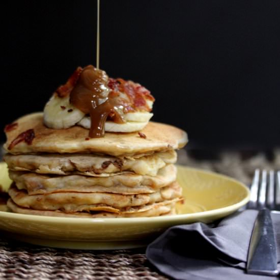 Peanut Butter Banana Bacon Pancakes