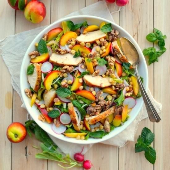 Nectarine Salad with Seared Chicken