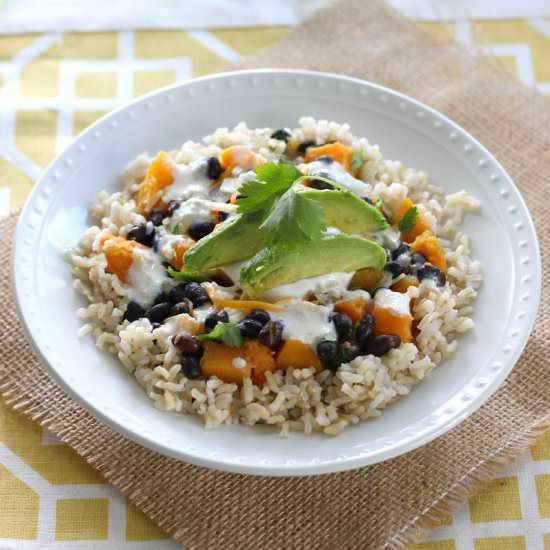 Squash & Black Bean Burrito Bowls