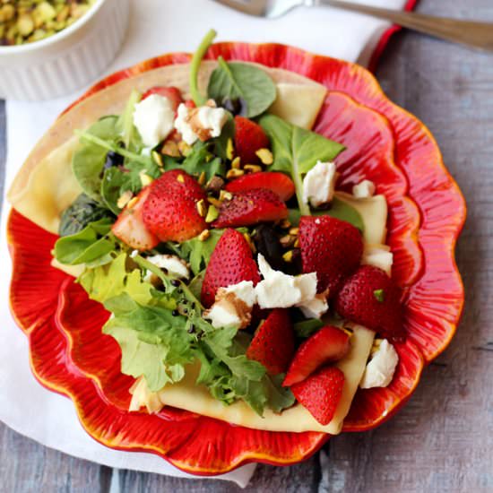 Strawberry pistachio crepes