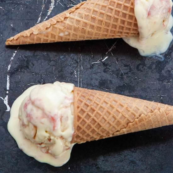 Rhubarb Swirl Buttermilk Ice Cream